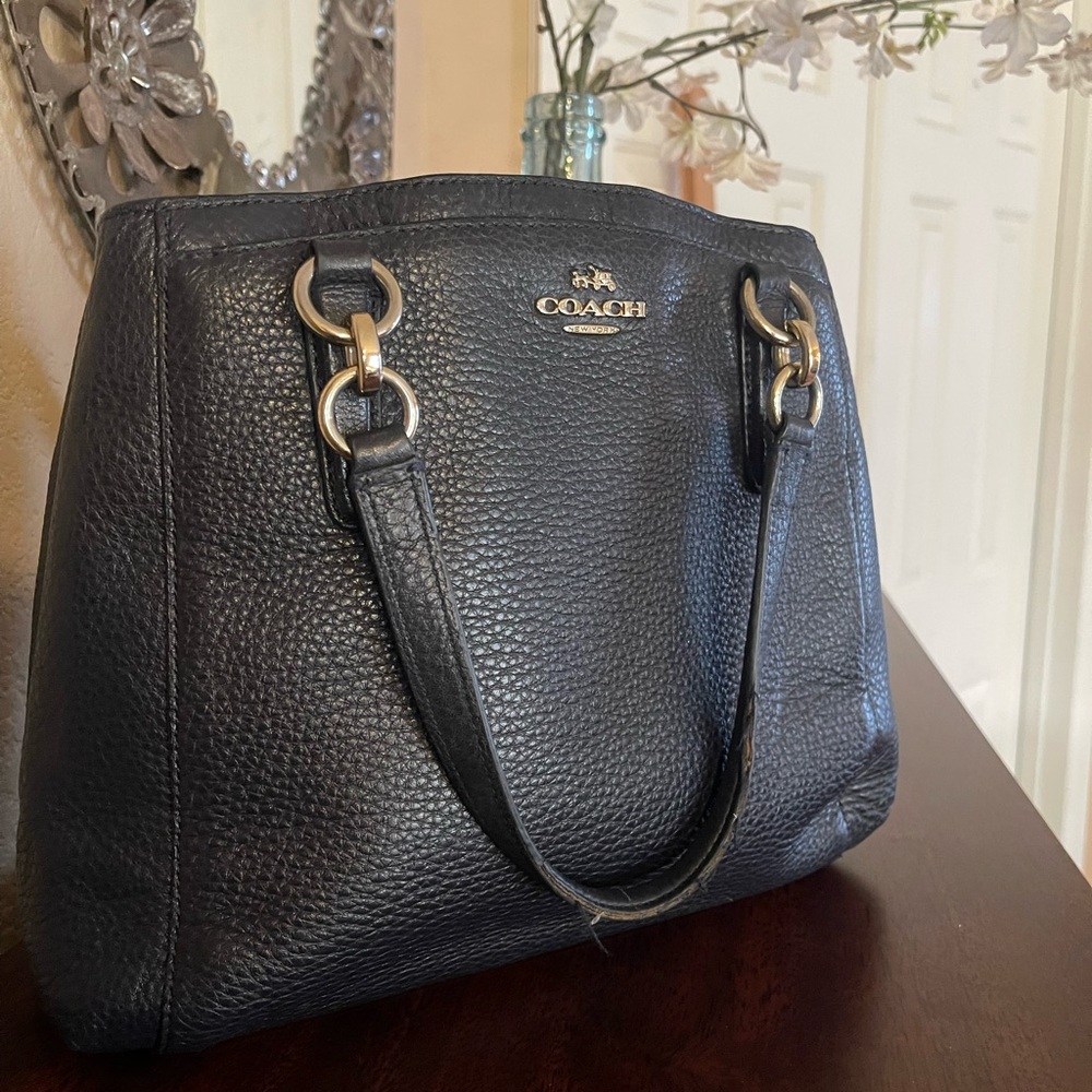 Coach navy leather handbag